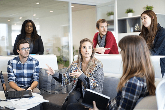 Group of people meeting in office